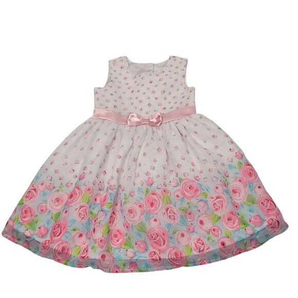Baby Girl Bundle Of Dresses Flower Print And Pink In Size 2T Gentle Used - Picture 6 of 16